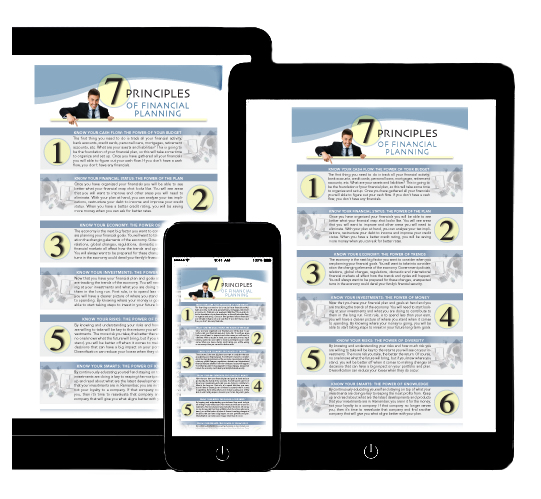 7 Principles of Financial Planning on tablet, cell phone and laptop